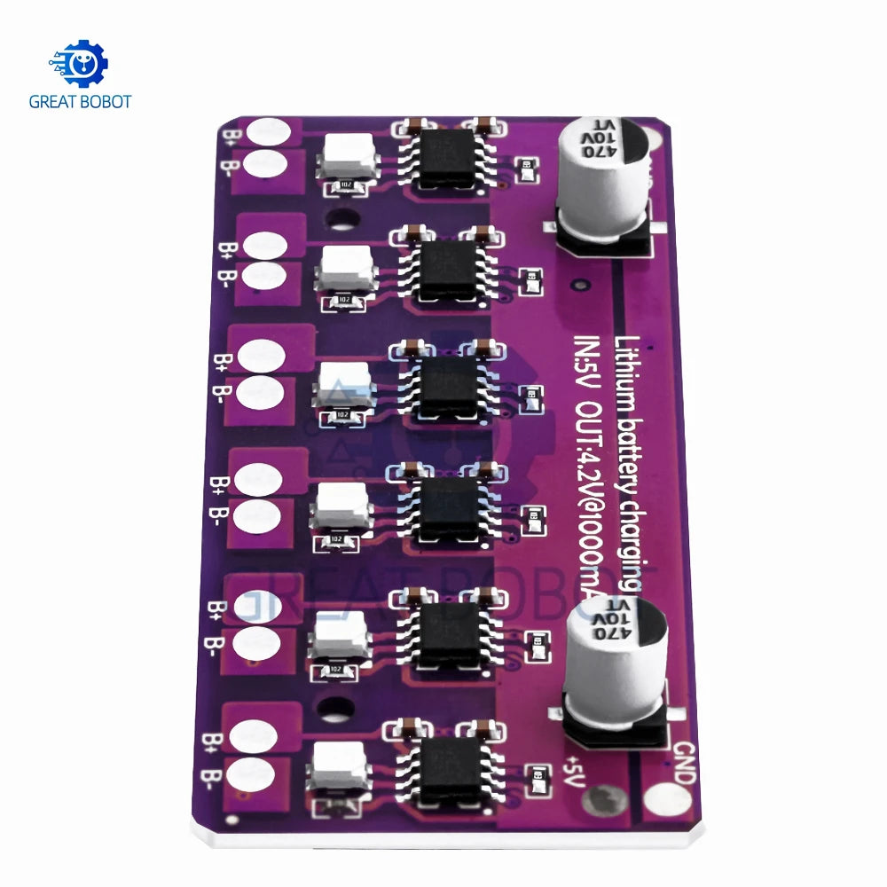 6-Channel 1A Lithium Battery Charging Module – DC 5V PCB Board Battery Charging Module Axl
