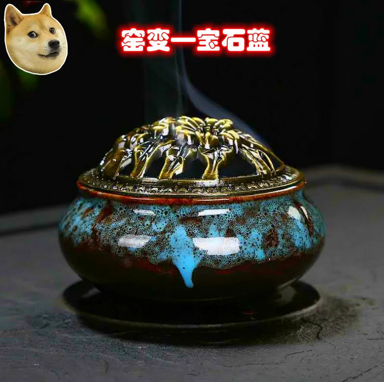 Ceramic Incense Burner – Sandalwood Box & Incense Diffuser Incense Burner Axl Sapphire blue