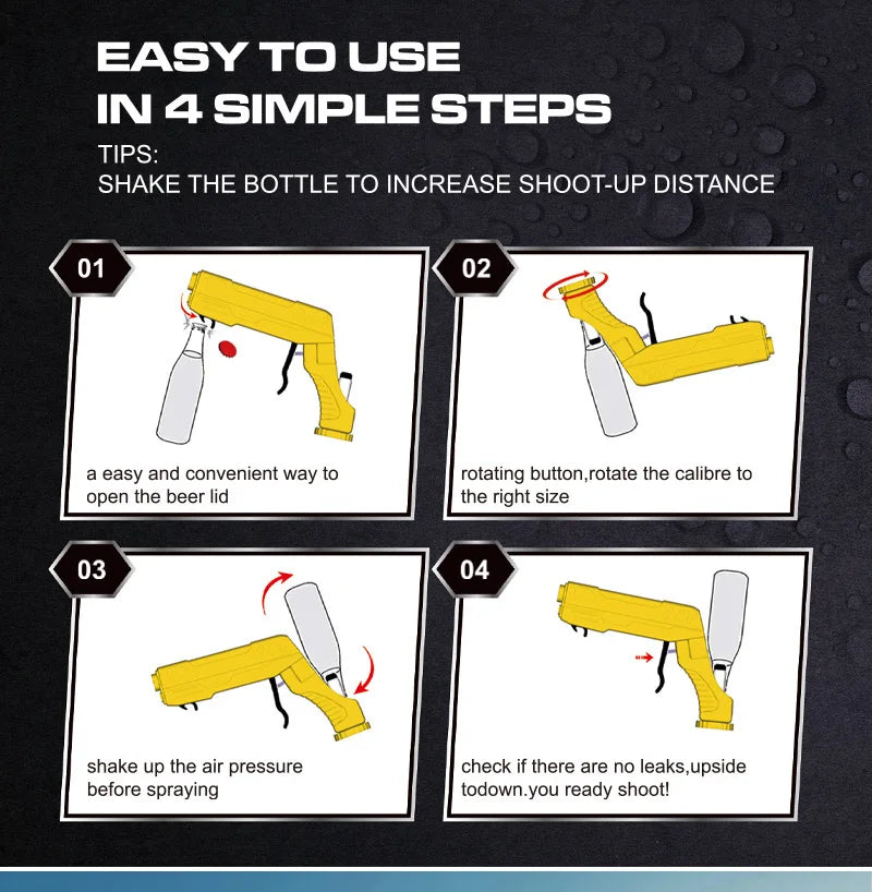 Champagne Gun Shooter – 3-in-1 Bubbly Blaster & Wine Stopper Party Bar Tool Axl