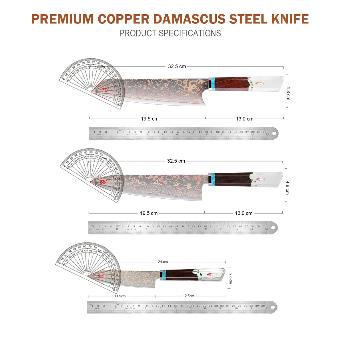 XITUO Damascus Steel Chef Knife Set – Octagonal Wood Handle Kitchen Knife Set Axl