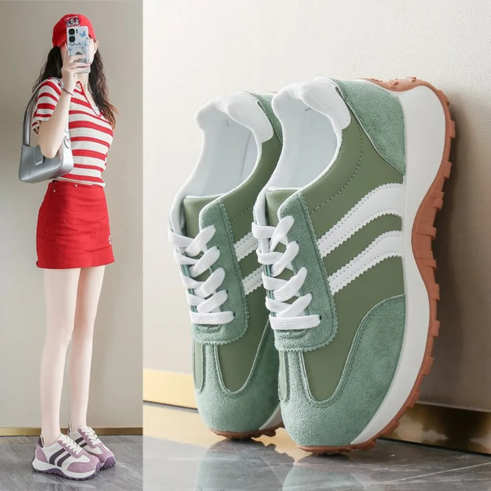 Women's Retro Suede Lace-Up Sneakers | Lightweight Casual Trainers Women's Casual Sneakers Axl