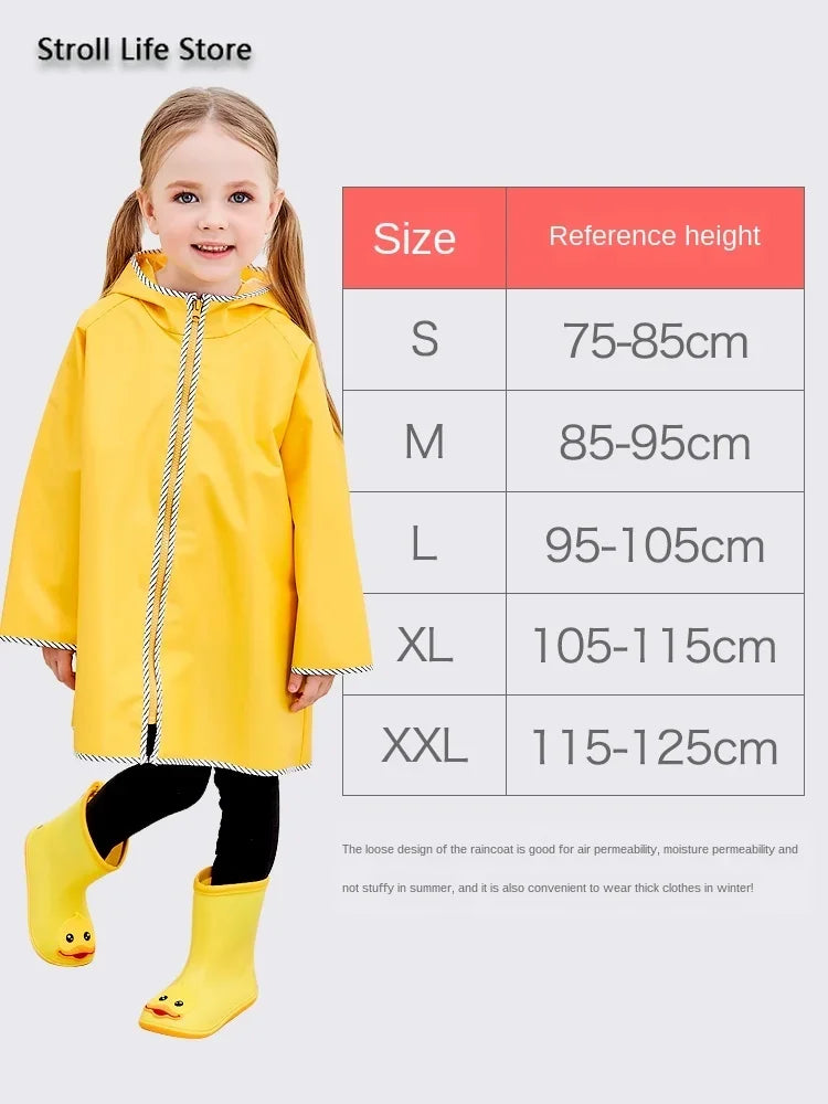 Kids Yellow Waterproof Rain Poncho – Nylon Raincoat Boys & Girls Kids Rain Poncho Axl