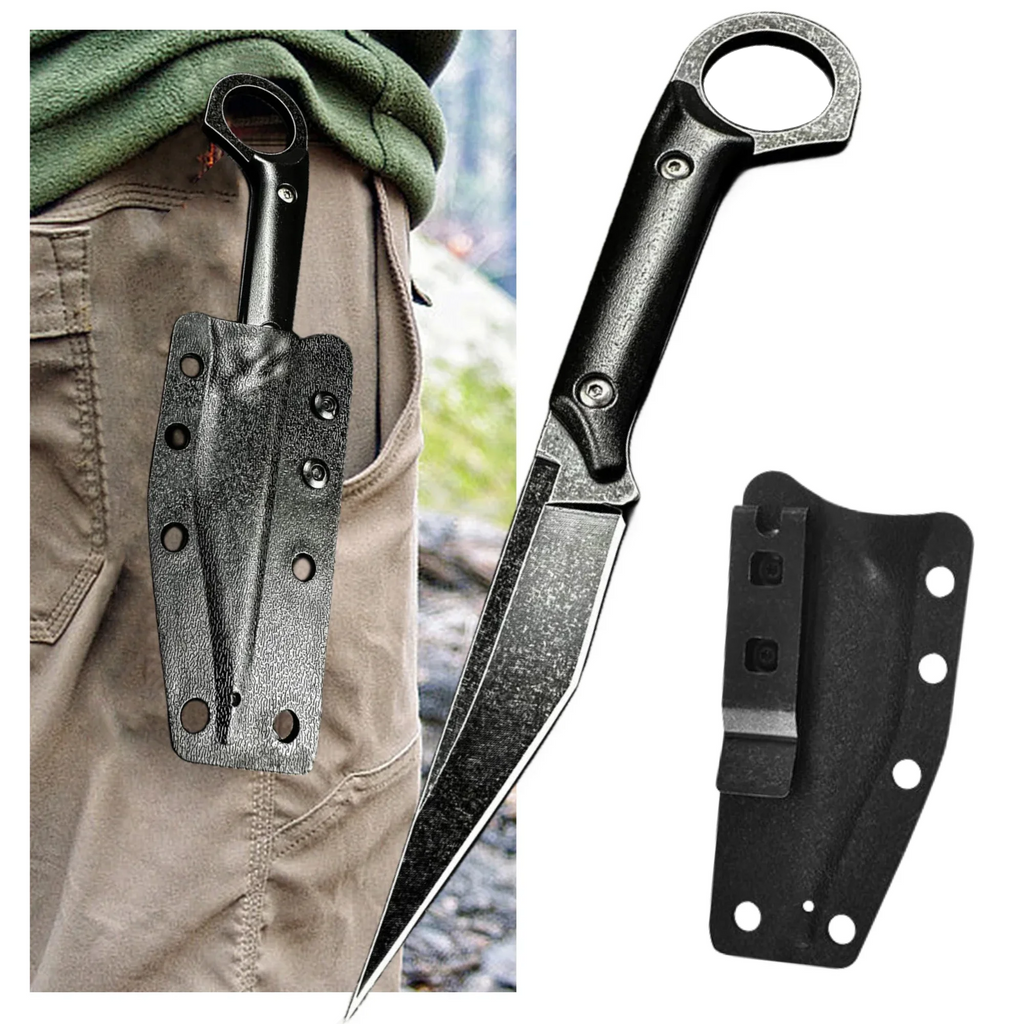 Stainless Steel EDC Pocket Knife with Sheath – Outdoor Straight Blade Fixed Blade Knife Axl