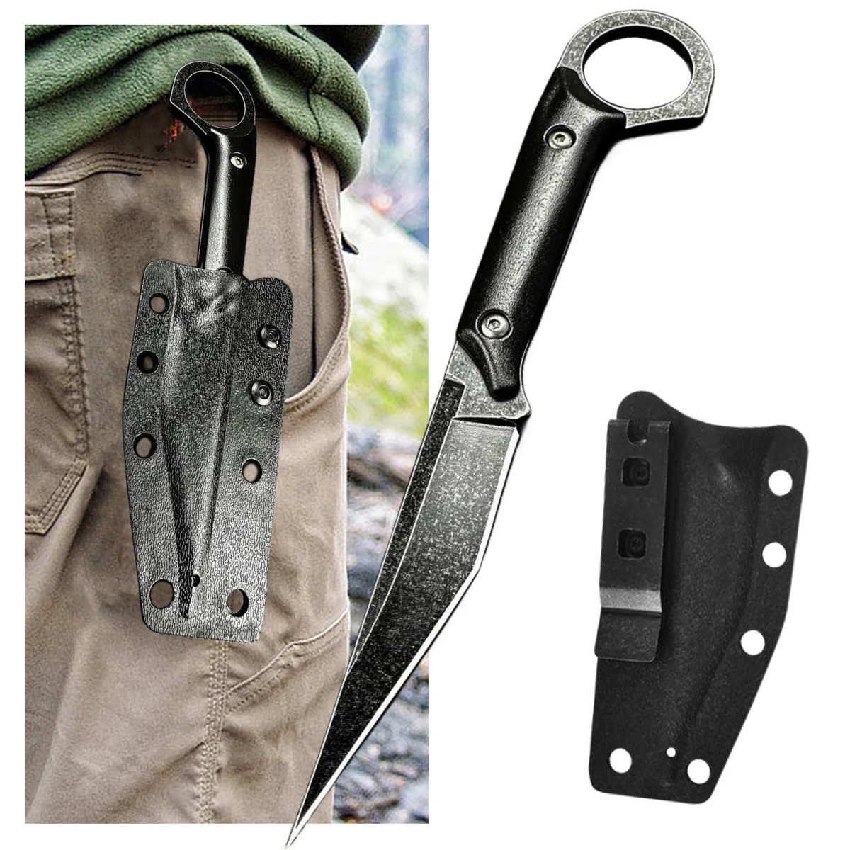 Stainless Steel EDC Pocket Knife with Sheath – Outdoor Straight Blade Fixed Blade Knife Axl