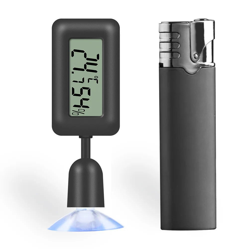 Mini Digital Reptile Thermometer Hygrometer – 360° Suction Cup Reptile Thermometer Hygrometer Axl black