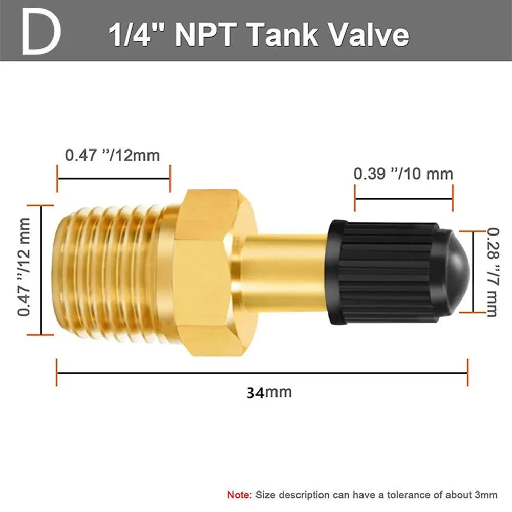 Brass Schrader Fill Valve 1/4 NPT 1/8 NPT M10 | Air Tank Tire Air Tank Fill Valve Axl
