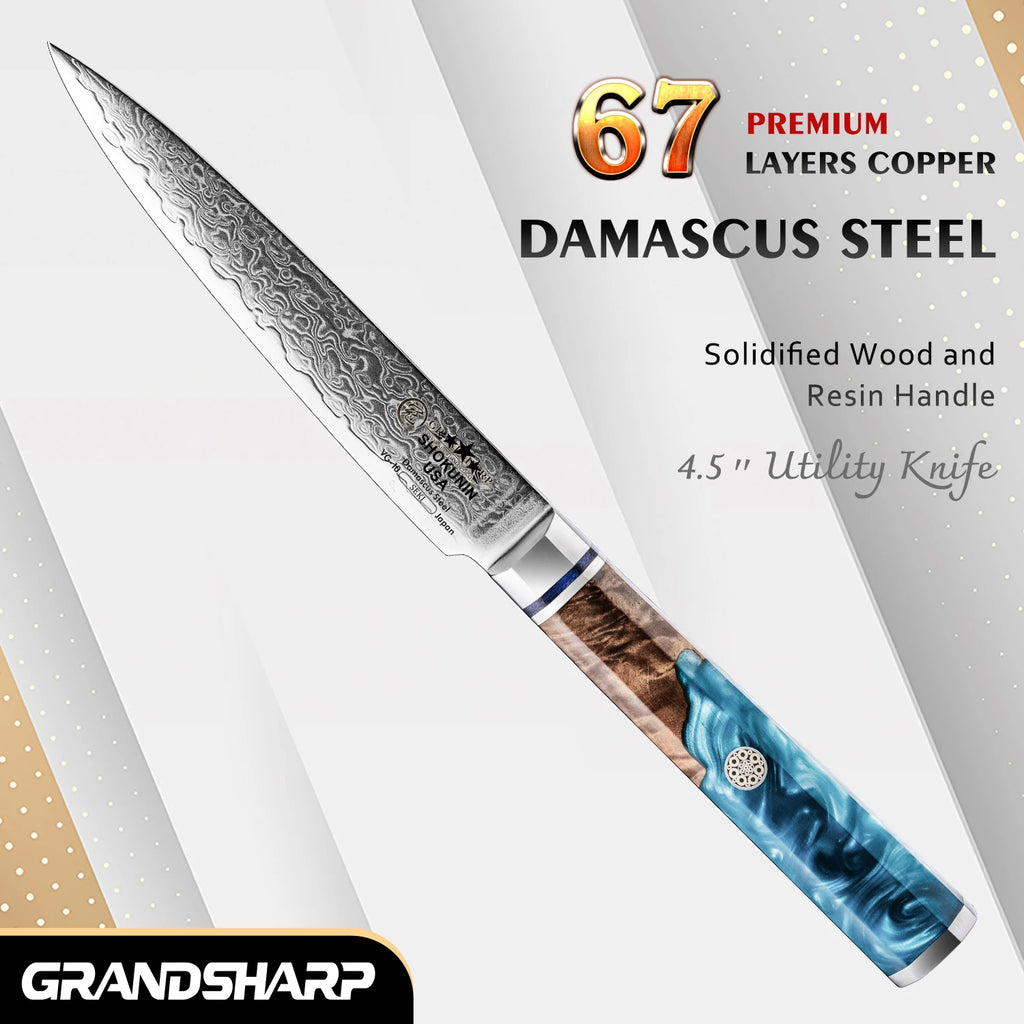 Grandsharp 67-Layer Damascus Steel Chef Knife Blue Handle Damascus Chef Knife Axl Default Title