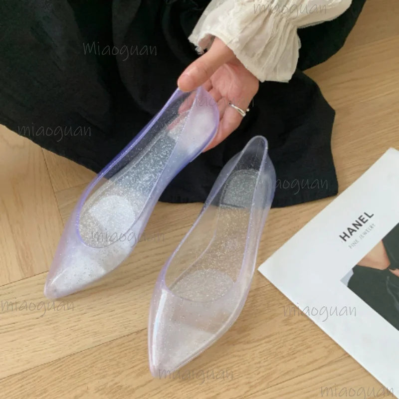 Women's Clear Jelly Flats | Pointed Toe Slip-On Loafers Jelly Flat Loafers Axl