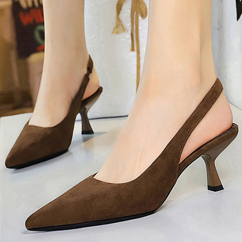 French Women's Pointed Toe High Heel Sandals 6CM | Office High Heel Sandals Axl