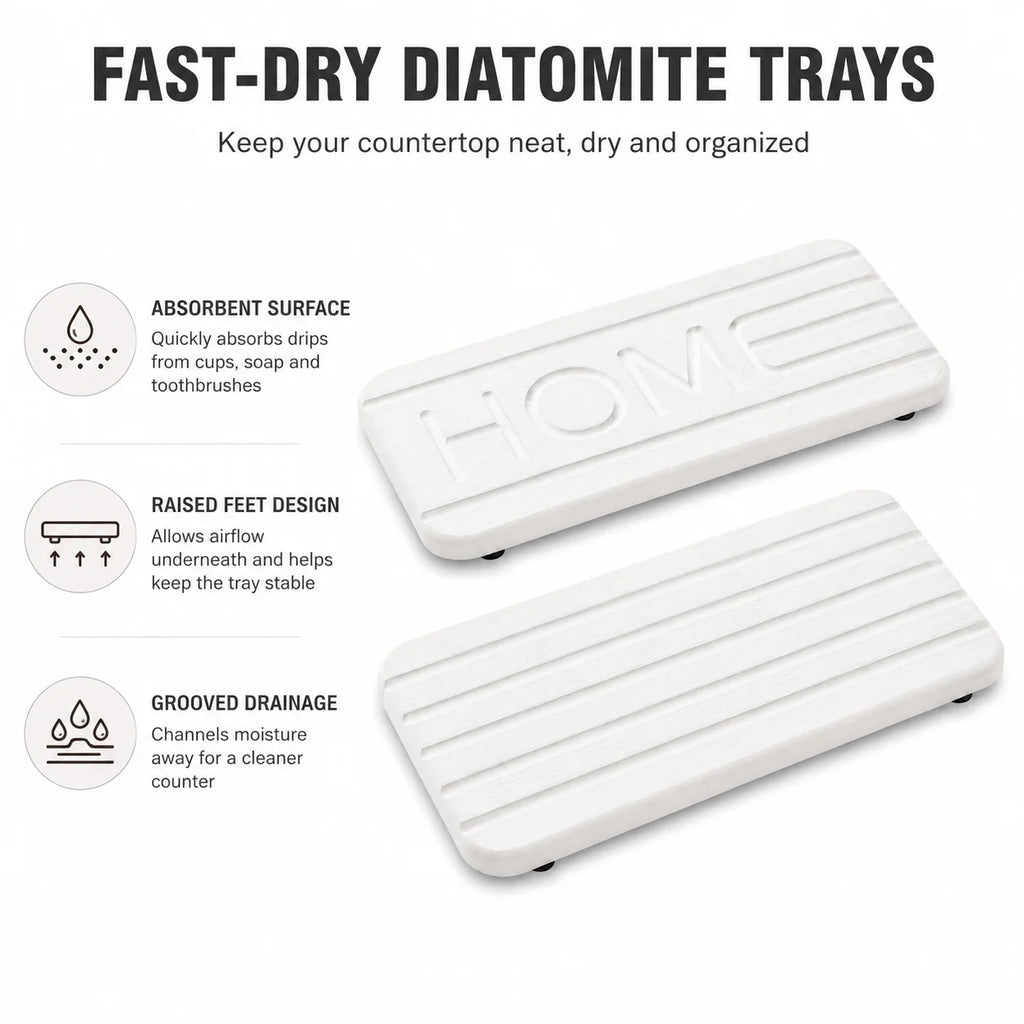 2-Piece Diatomaceous Earth Drying Mat & Sink Tray Organizer Stone Drying Mat Axl