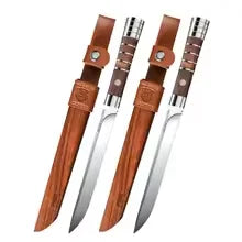 Professional Stainless Steel Kitchen Knife with Leather Sheath Kitchen Knife Axl Brown