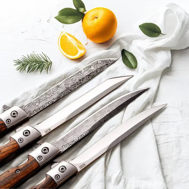 4-Piece Paring Knife Set – Damascus Steel & Wood Handle Paring Knife Set Axl