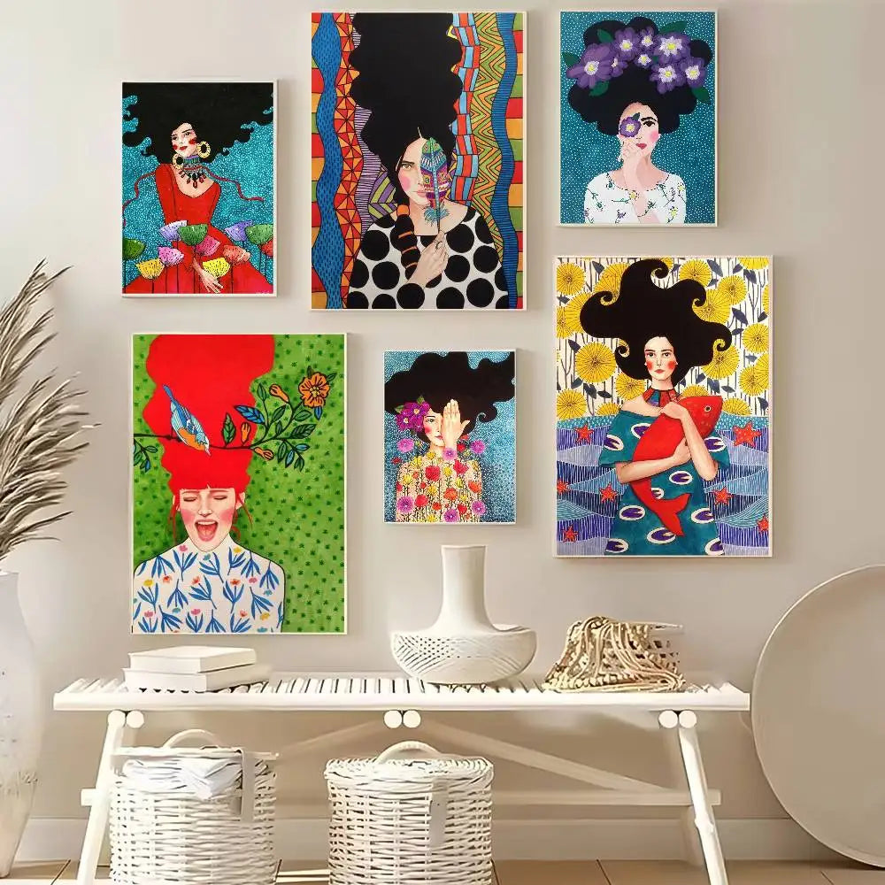 Flower Girl Hairstyle Art Poster – Self-Adhesive Wall Decor Wall Art Poster Axl