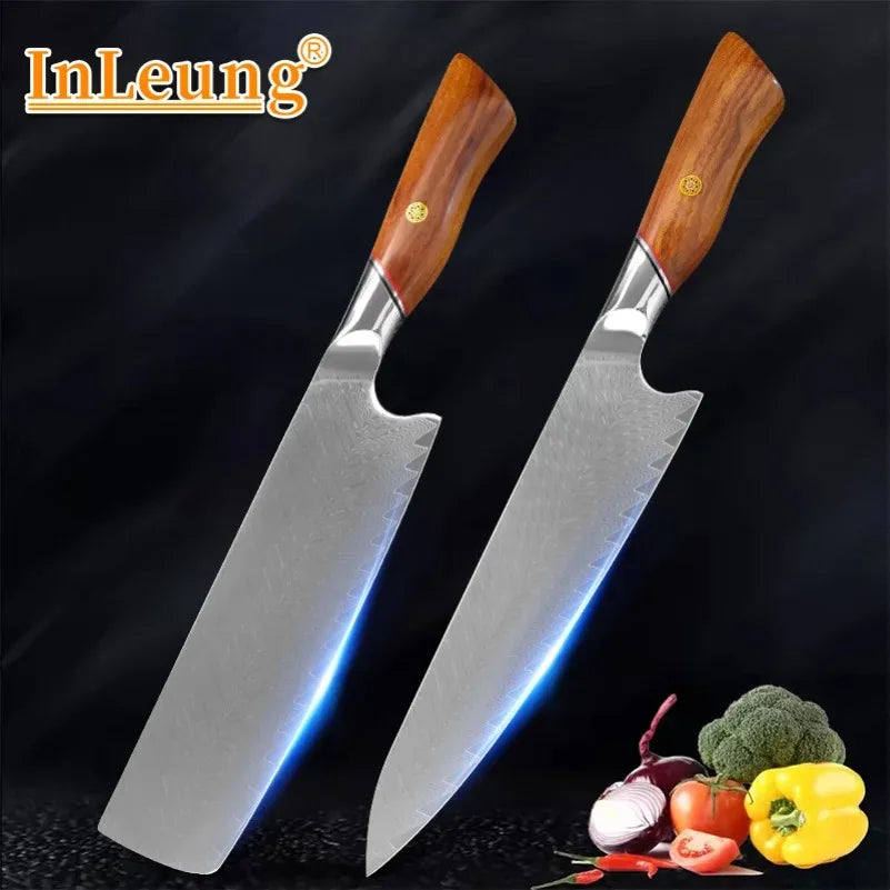 InLeung Damascus Steel Chef Knife – Cleaver & Slicer 19cm Damascus Kitchen Knife Axl