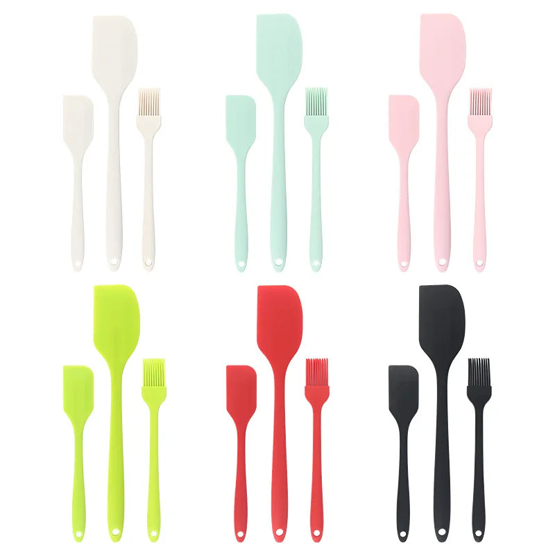3-Piece Silicone Spatula, Oil Brush & Cake Scraper Baking Set Silicone Baking Set Axl