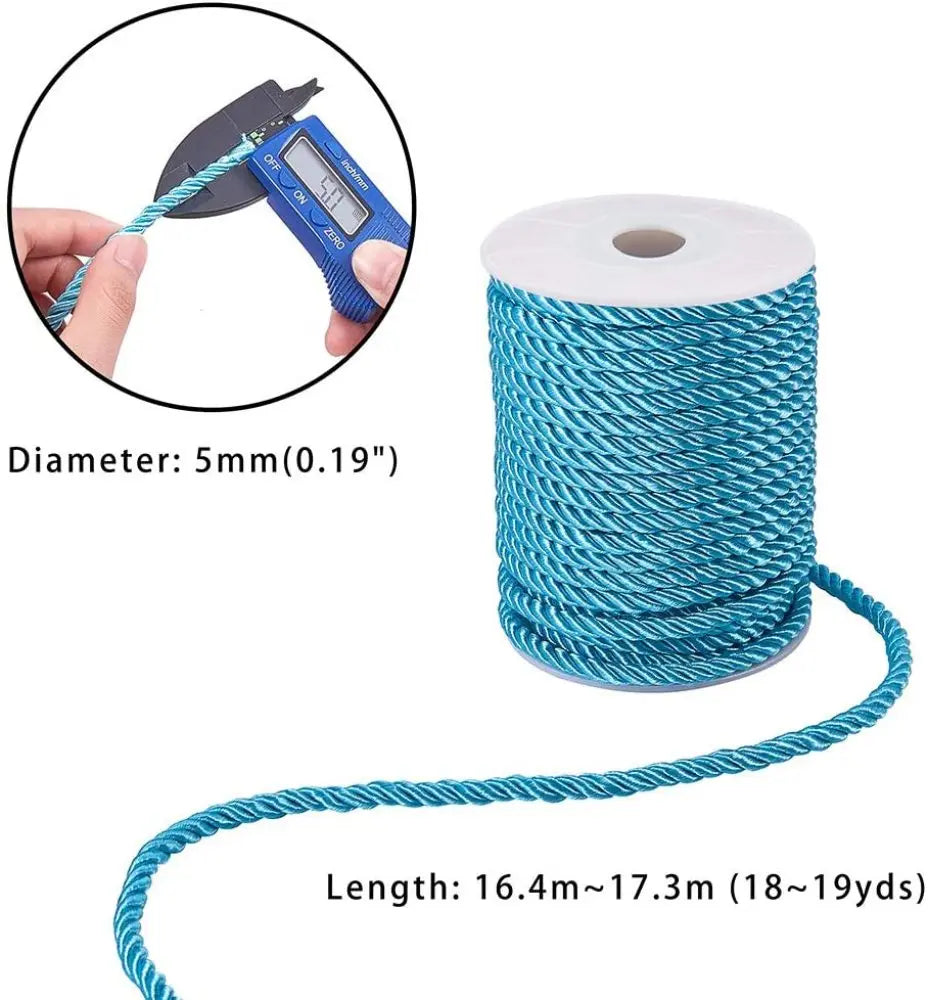5mm Twisted Gold Rope Cord – 18 Yards Nylon Silk Trim Decorative Craft Cord Axl AECH04-01227