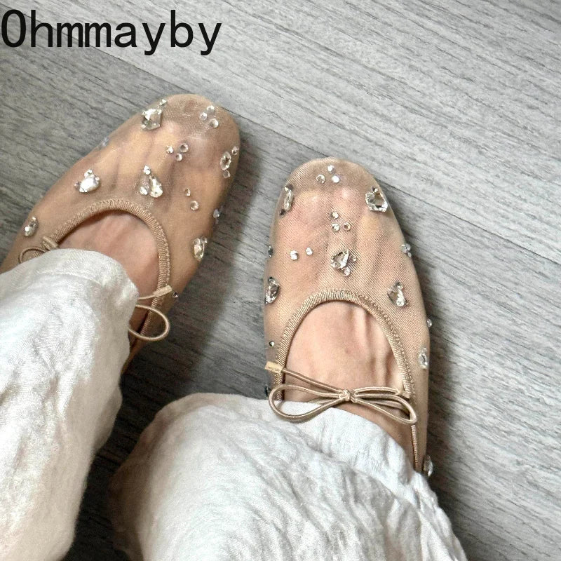 Lace Rhinestone Mary Jane Ballet Flats – Women's Slip-On Ballet Flats Axl