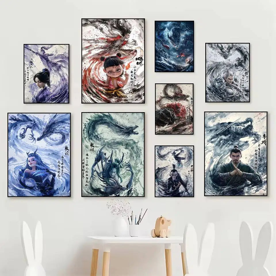 Nezha Anime HD Wall Poster – Self-Adhesive Waterproof PVC Anime Wall Poster Axl