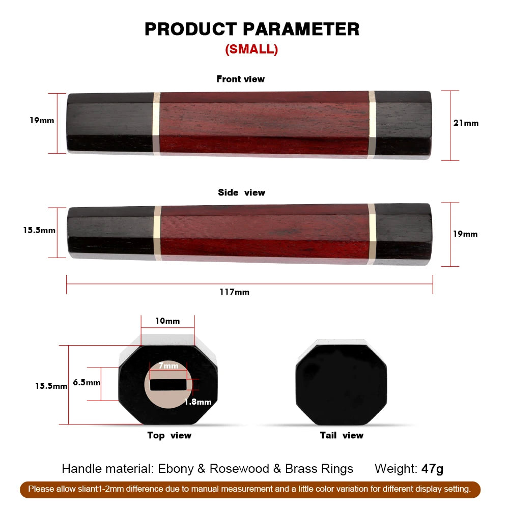 Ebony & Rosewood Octagonal Chef Knife Handle – DIY Replacement Knife Handle Blank Axl Small Handle