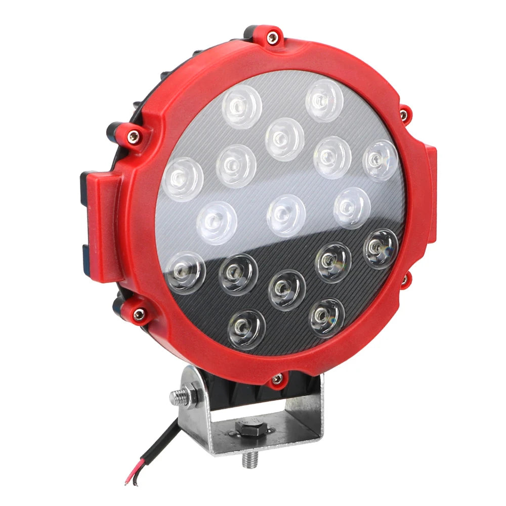 51W 7-Inch Round LED Spot Work Light – Truck & Off-Road LED Work Light Axl Red