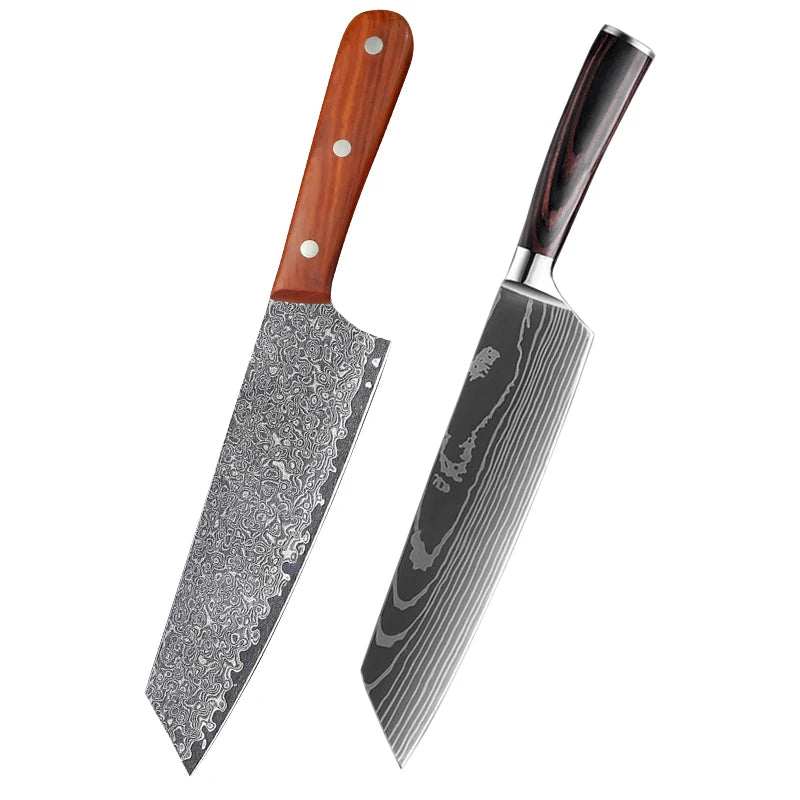 InLeung Damascus Chef Knife – Sharp Stainless Steel Kitchen Blade Chef Kitchen Knife Axl cleaver knife AB