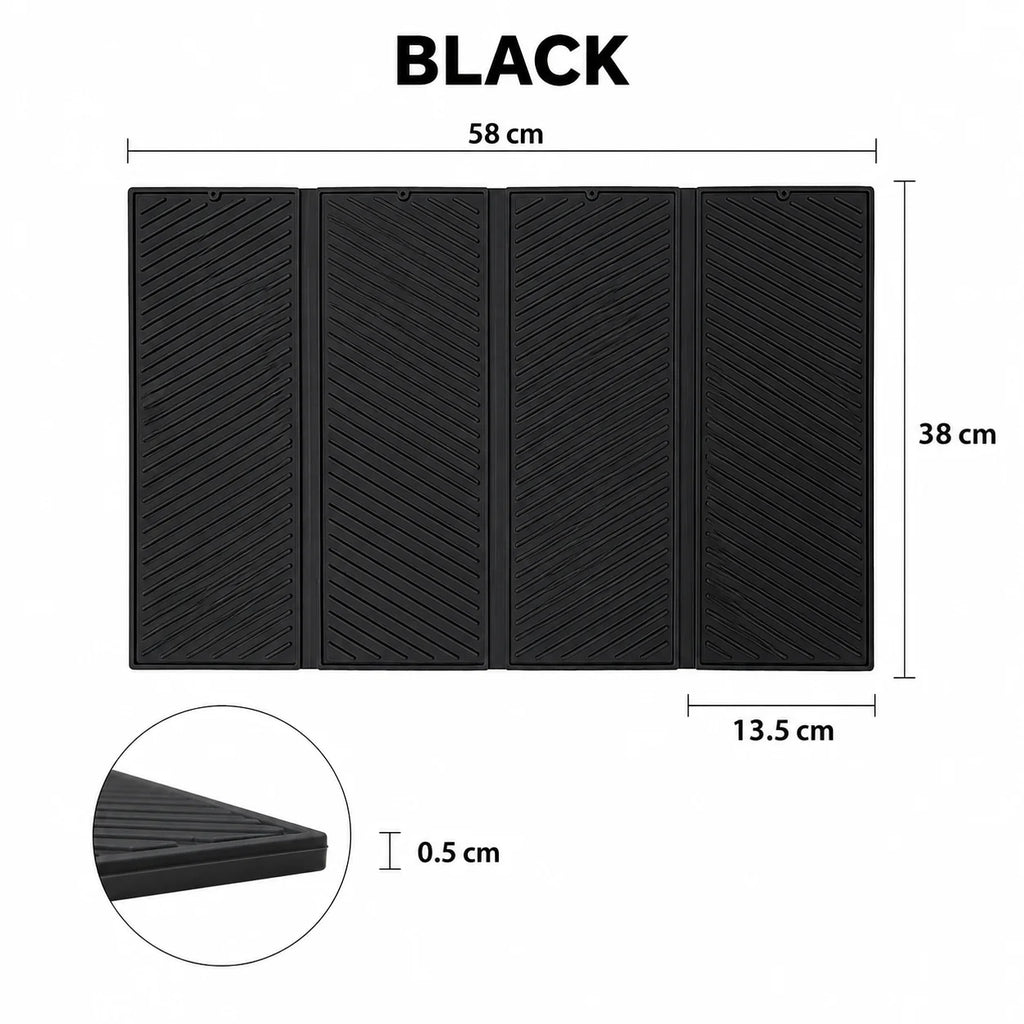 Foldable Silicone Dish Drying Mat – Non-Slip & Heat Resistant Dish Drying Mat Axl Black- 58 x 38cm XL