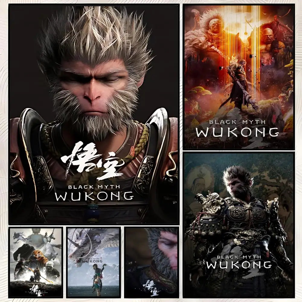 Black Myth Wukong Self-Stick HD Wall Poster – Waterproof Art Wall Art Poster Axl