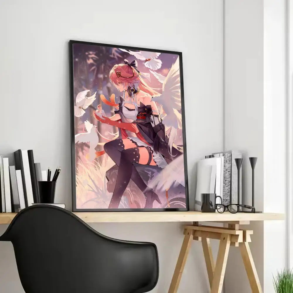 Wuthering Waves Changli Canvas Poster – Unframed Wall Art Canvas Wall Art Axl Black2 50X70cmFrameless