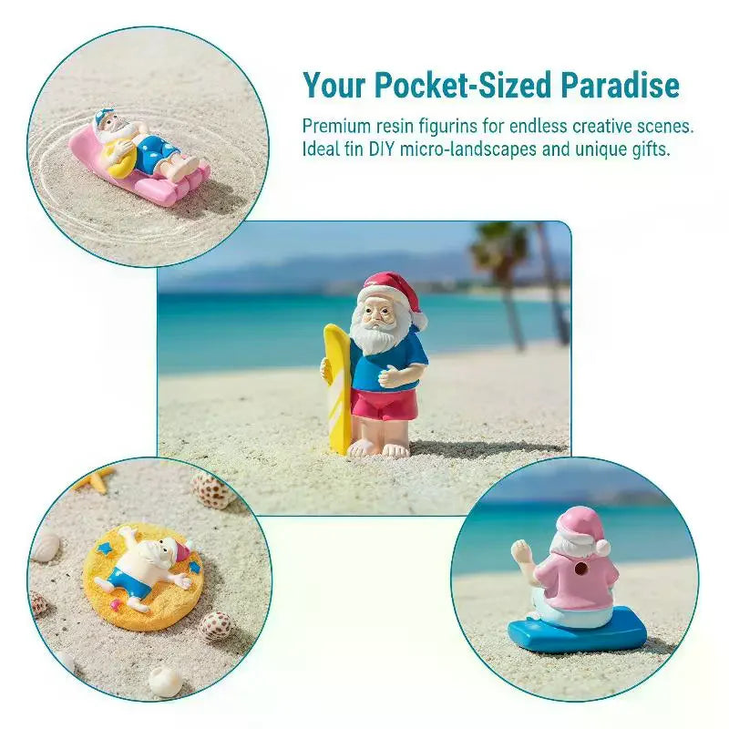 Mini Resin Summer Santa Figurine – Beach & Garden Décor Resin Figurine Axl