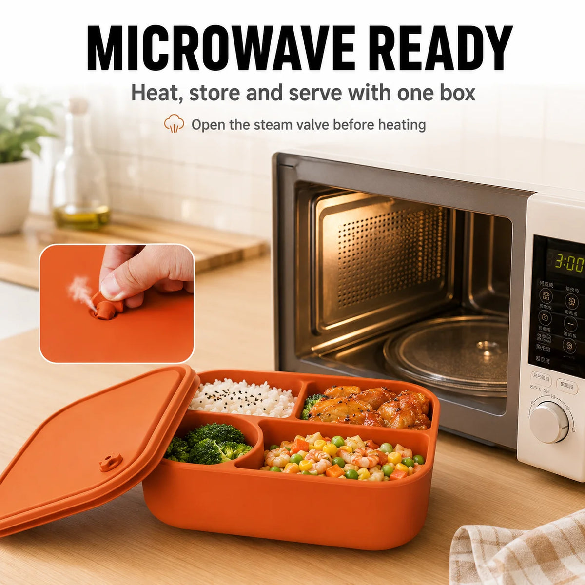 Uwhise 770ml Silicone Bento Box | 4-Compartment Lunch Container Silicone Bento Box Axl