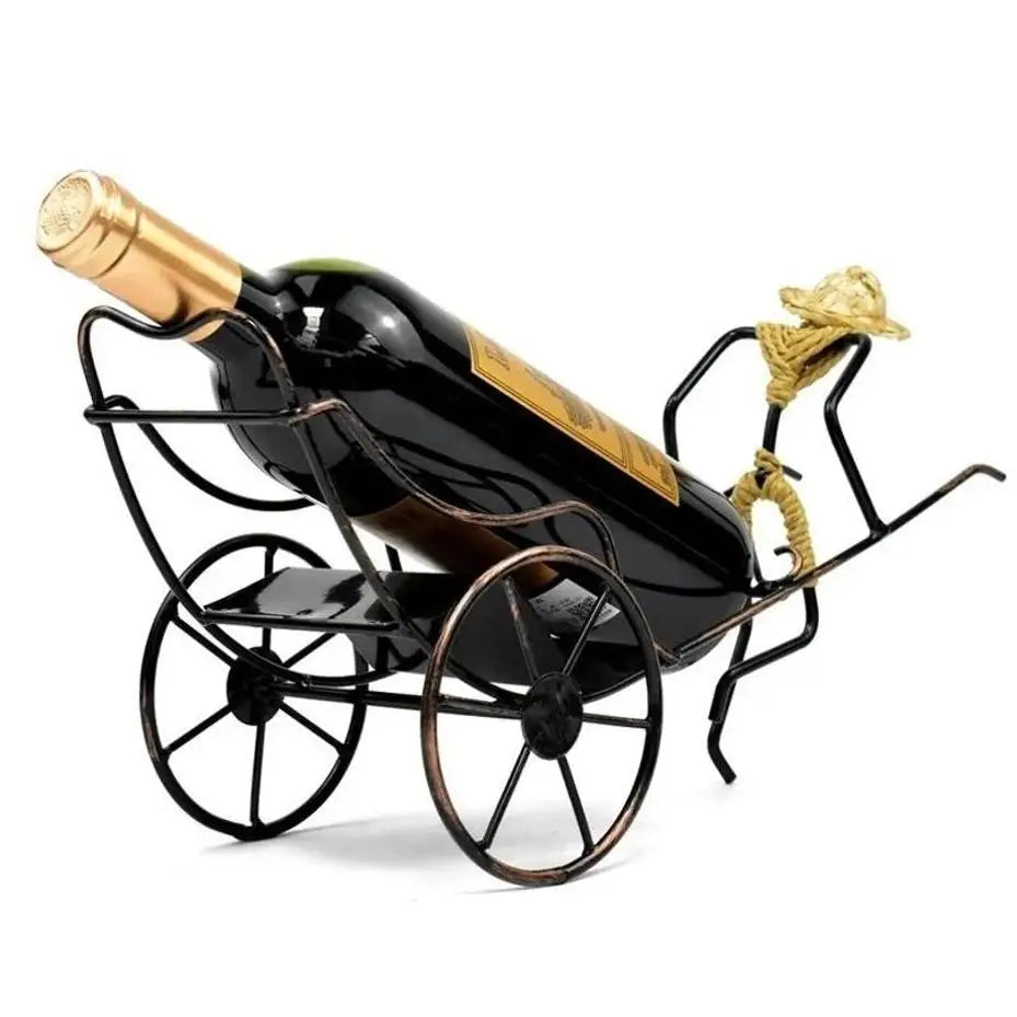 Rickshaw Wine Rack – Retro Wrought Iron Wine Bottle Holder Wine Bottle Rack Axl