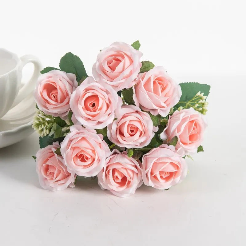 Silk Rose Artificial Flowers Bouquet – Wedding & Home Decor Artificial Silk Flowers Axl (Light Pink) 1 pc