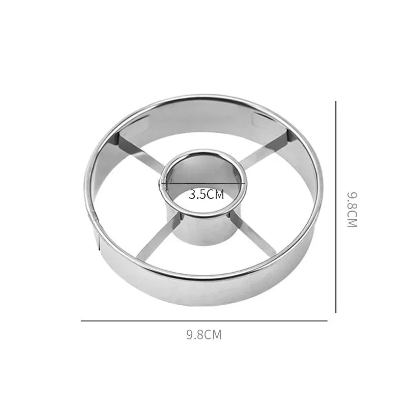 Donut Cookie Cutter Mold – 9cm Stainless Steel Round Ring Baking Cookie Cutter Axl silver