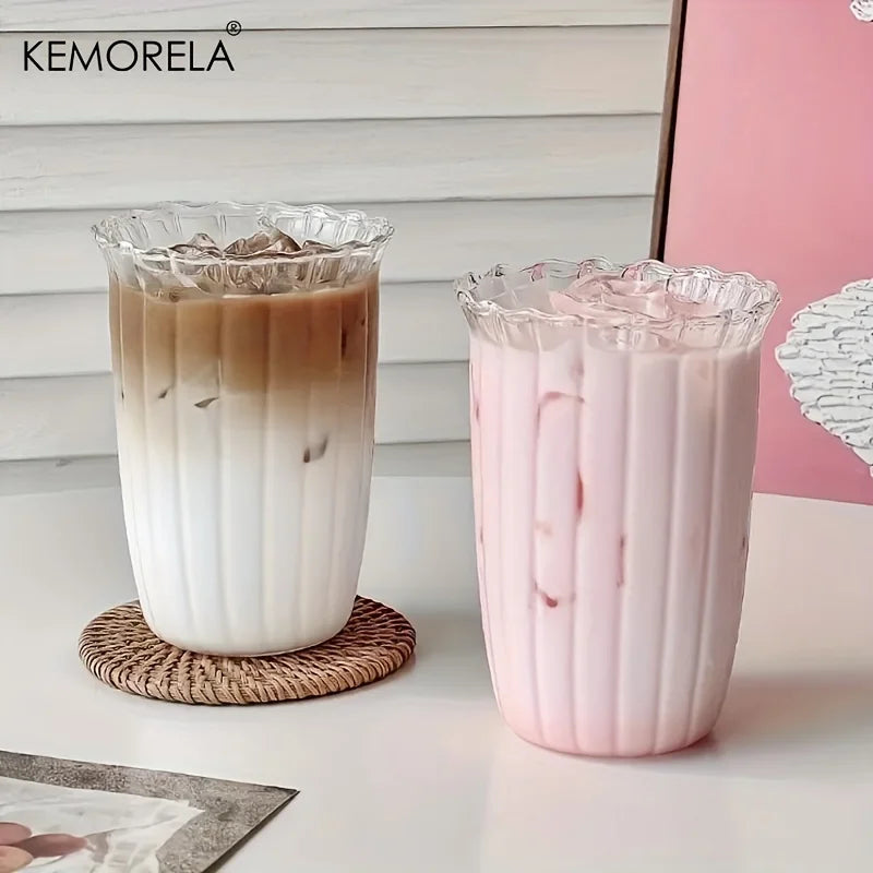 KEMORELA Vertical Stripe Glass Set – 4/6 Pc Cocktail Cups Glassware Set Axl