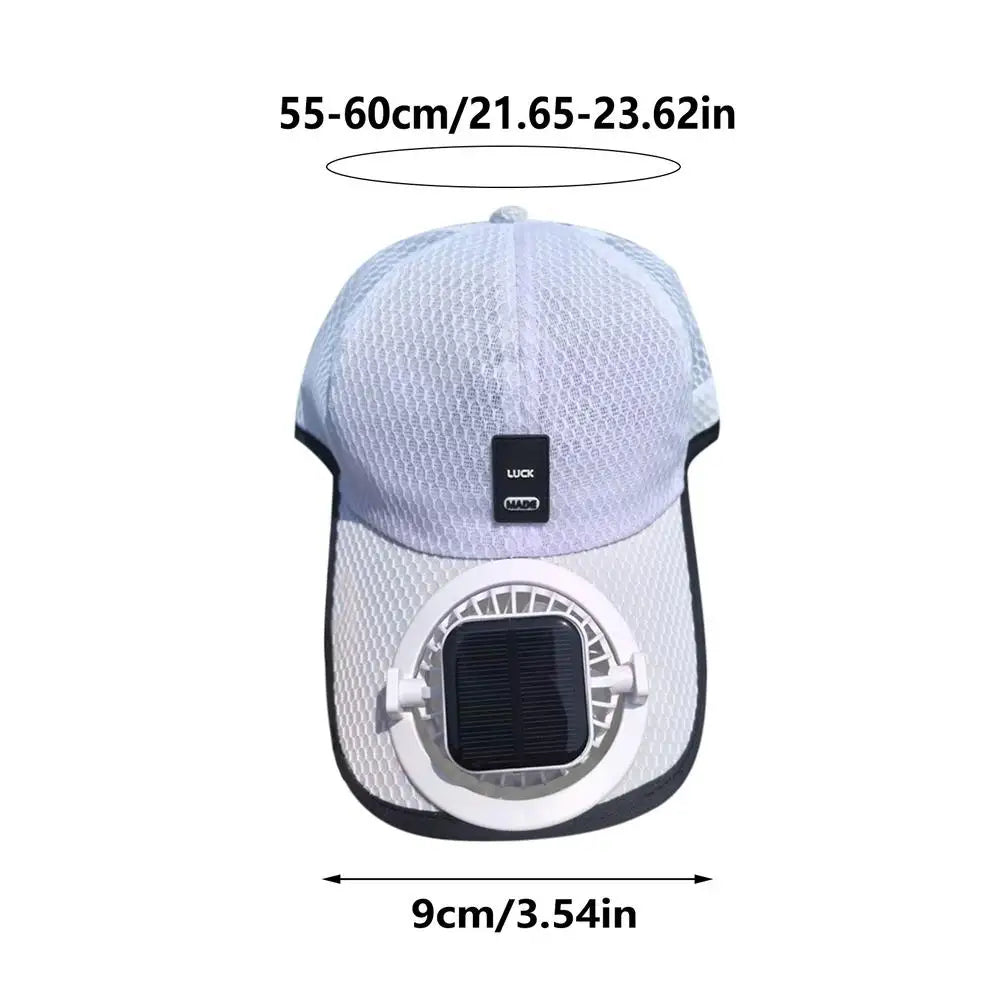 Solar Fan Cap – UV Protection Breathable Mesh Hat, USB & Solar Solar Fan Cap Axl White
