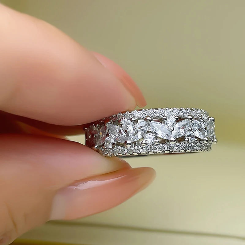 Huitan Cubic Zirconia Women's Wedding Band Ring | Q332 Wedding Band Ring Axl