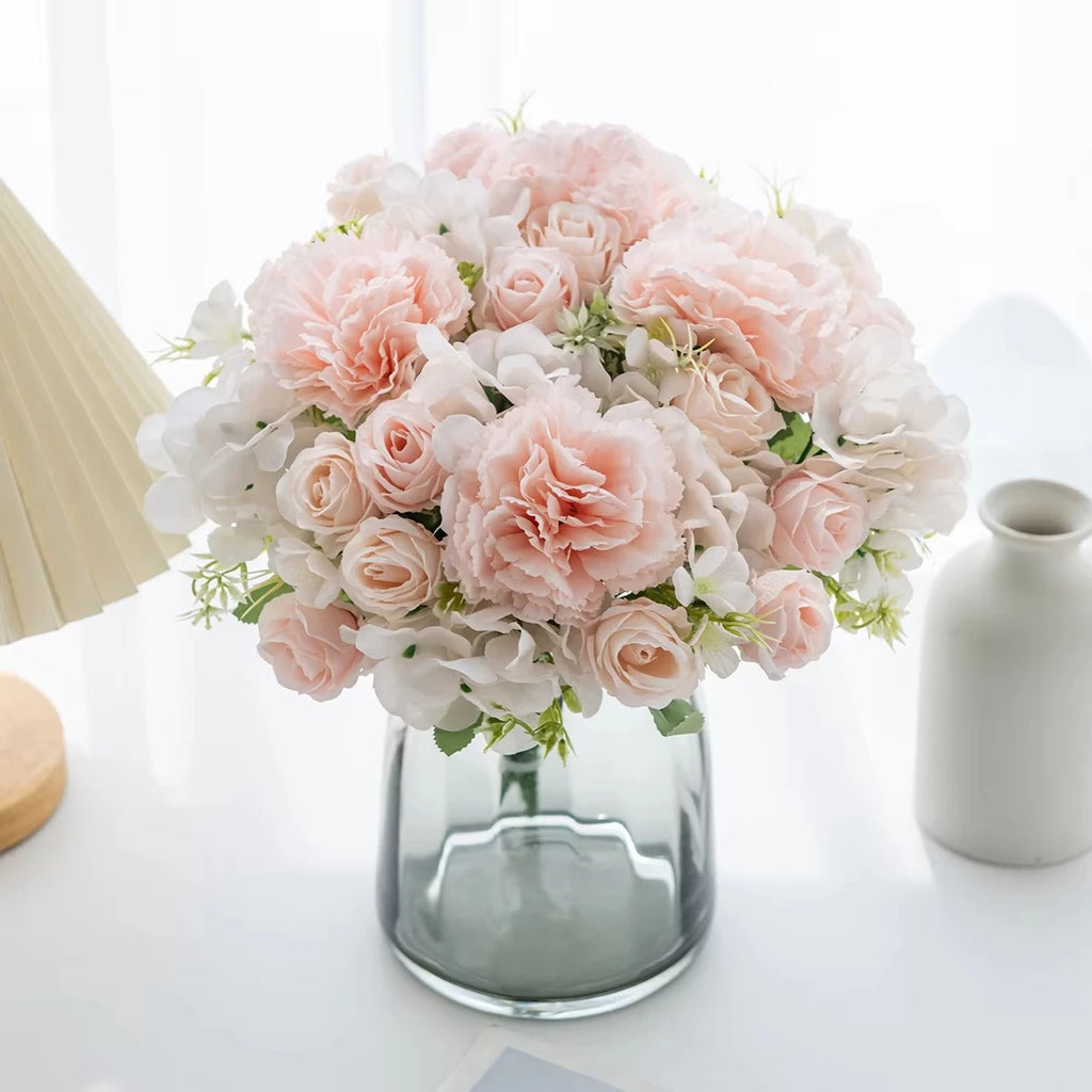 Artificial Silk Carnation Rose Bouquet – Wedding & Home Decor Artificial Flower Bouquet Axl