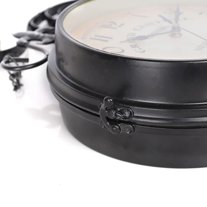 Nordic Retro Silent Wall Clock – Black Iron Shabby Chic 54x33cm Silent Wall Clock Axl