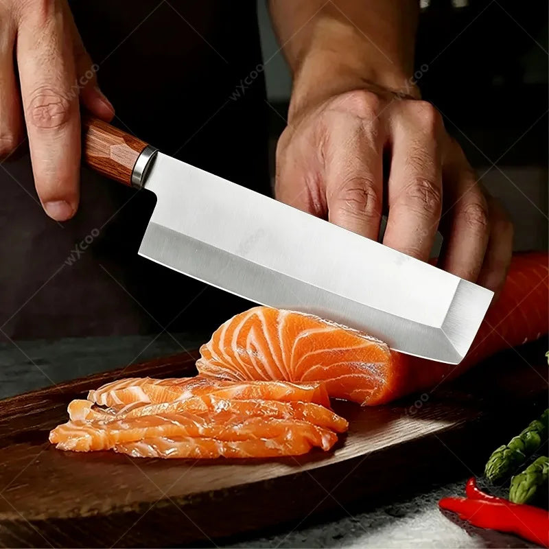 WXCOO 5Cr15 Stainless Steel Sashimi & Chef Knife – Wood Handle Kitchen Chef Knife Axl
