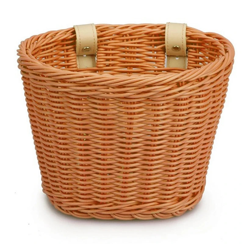 Waterproof Rattan Woven Bike Basket – Removable Front Handlebar Bike Handlebar Basket Axl 18x14x12 Brown