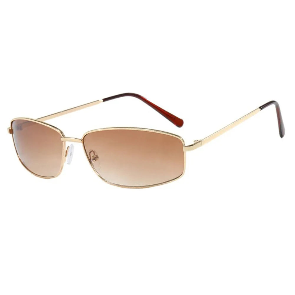 Y2K Square Sunglasses UV400 Metal Frame – Outdoor Shades Fashion Sunglasses Axl Gold Brown
