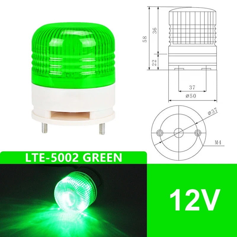 LTE-5002TJ LED Strobe Warning Light 12V 24V 220V Flashing Strobe Warning Light Axl 12V only GREEN