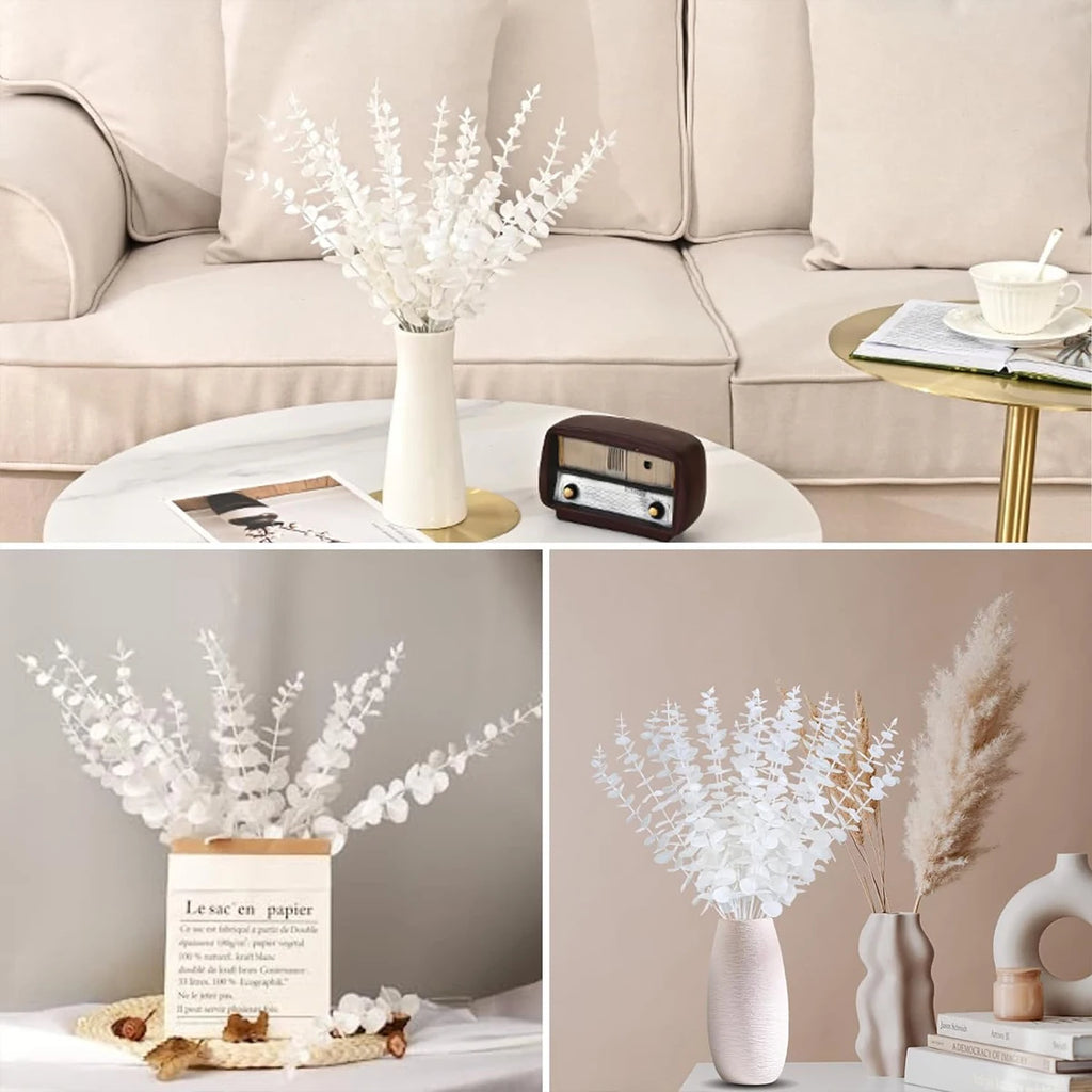6 Artificial Eucalyptus Branch Stems – Faux Greenery Decor Artificial Greenery Stems Axl