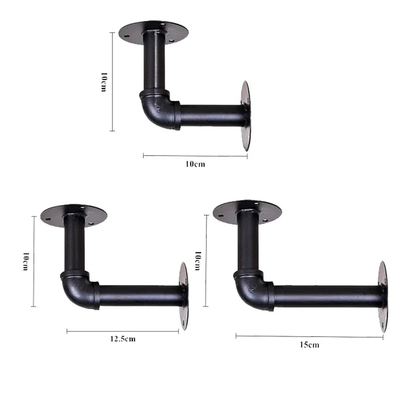 Industrial Iron Wall Bracket – Retro Pipe Shelf Support Wall Shelf Bracket Axl 3 Piece Set