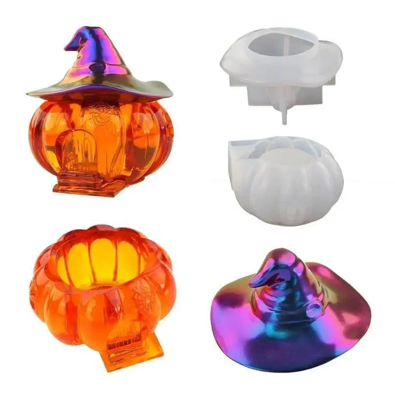 Halloween Witch & Pumpkin Silicone Molds – 2pc Resin Craft Set Silicone Craft Mold Axl