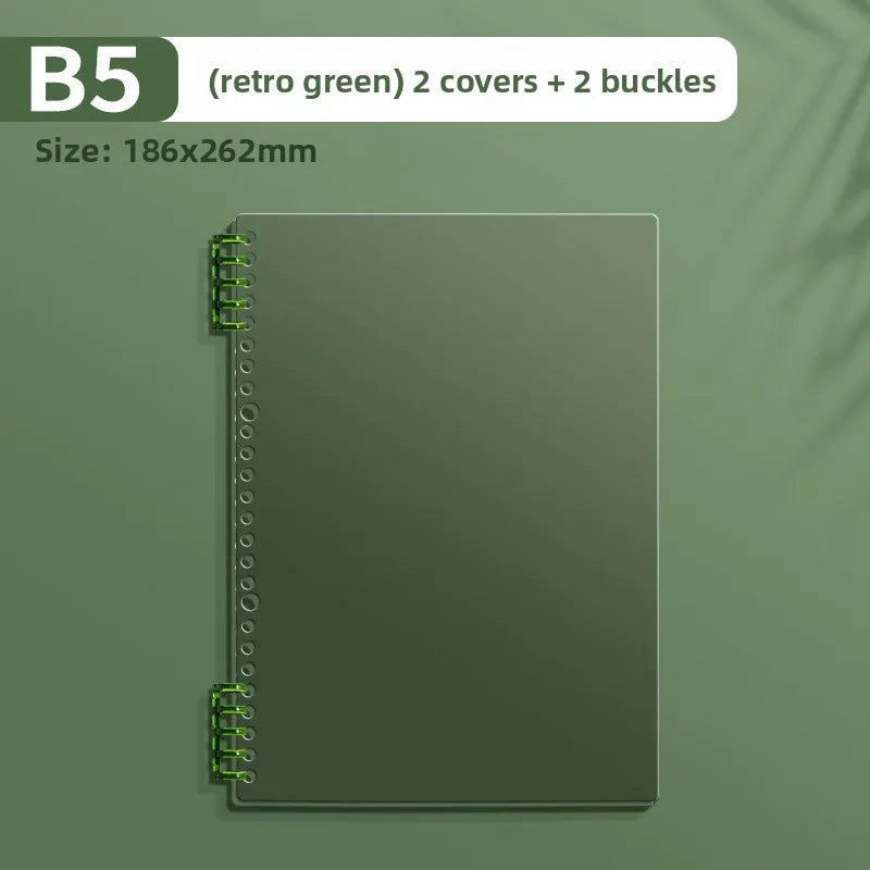 Transparent PP Loose-Leaf Binder Cover A4 A5 B5 – DIY Notebook Binder Cover Axl green-B5-1pcs
