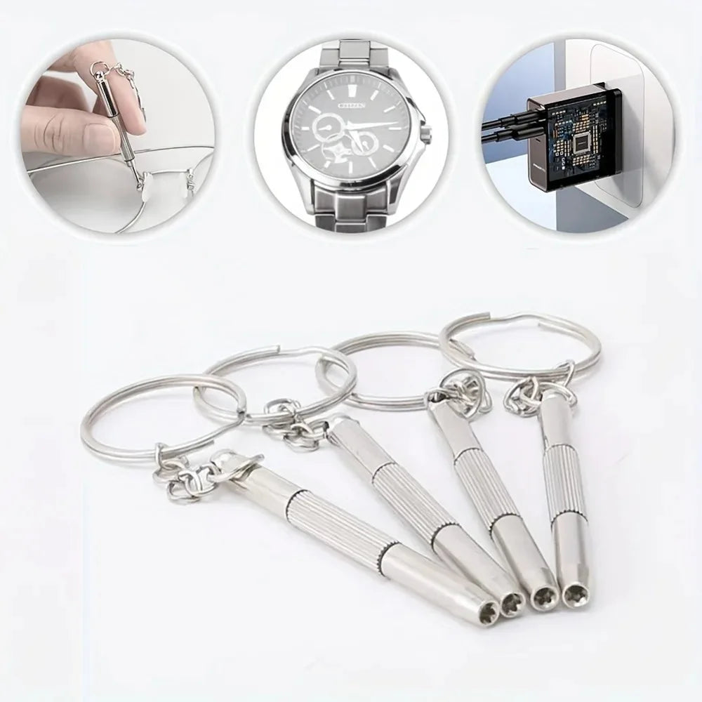 5-Pack 3-in-1 Mini Eyeglass Repair Screwdriver with Keychain Mini Screwdriver Set Axl
