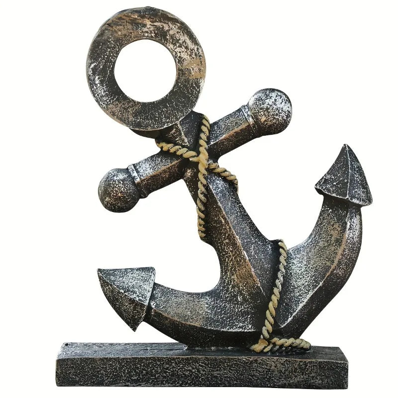 Retro Ship Anchor Resin Sculpture – Nautical Home Décor Resin Nautical Sculpture Axl