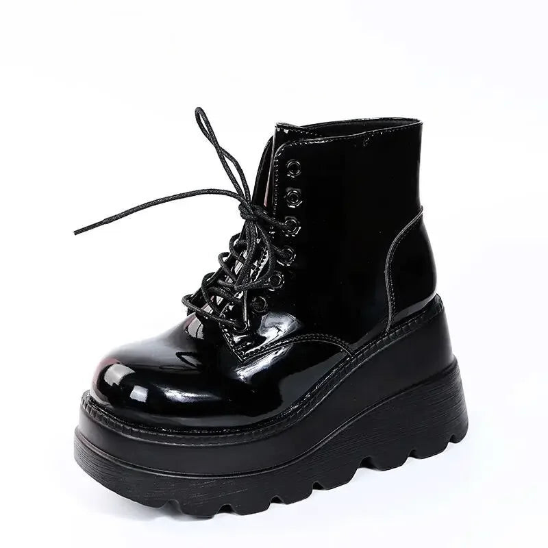 Women's Platform Ankle Boots – Lace-Up Thick Sole Block Heel Platform Ankle Boots Axl