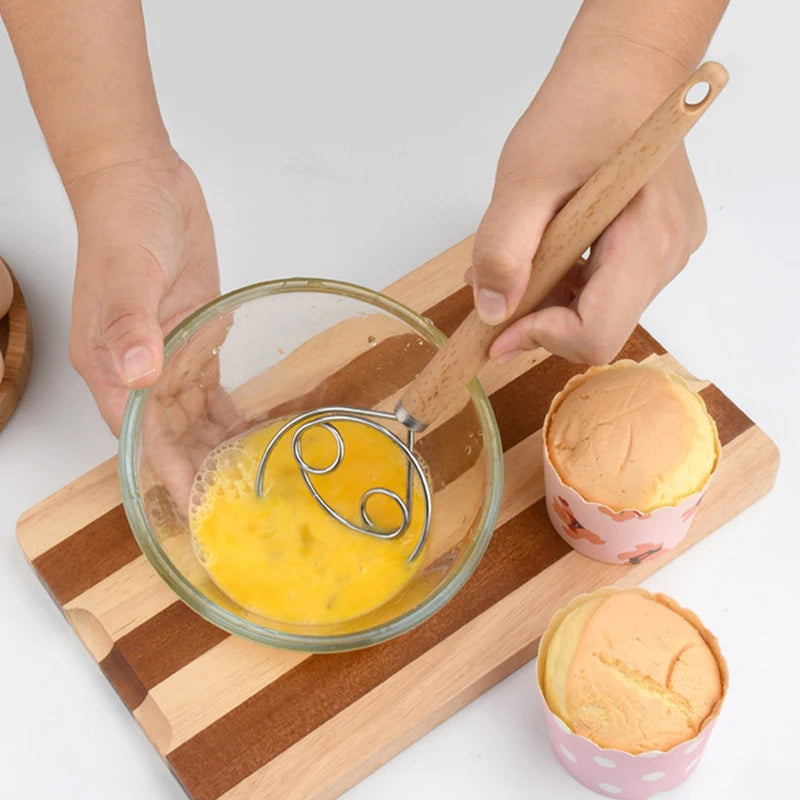 10-Inch Danish Dough Whisk – Stainless Steel & Wood Handle Danish Dough Whisk Axl